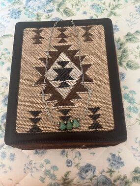 Sterling Silver Chain Necklace with Genuine Turquoise and Genuine Navajo Pearls